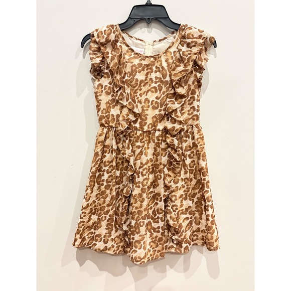 Bonnie Jean Other - Bonnie Jean Girls Leopard Print Ruffle Dress Brown Tan Size 12 B4-12740-DS